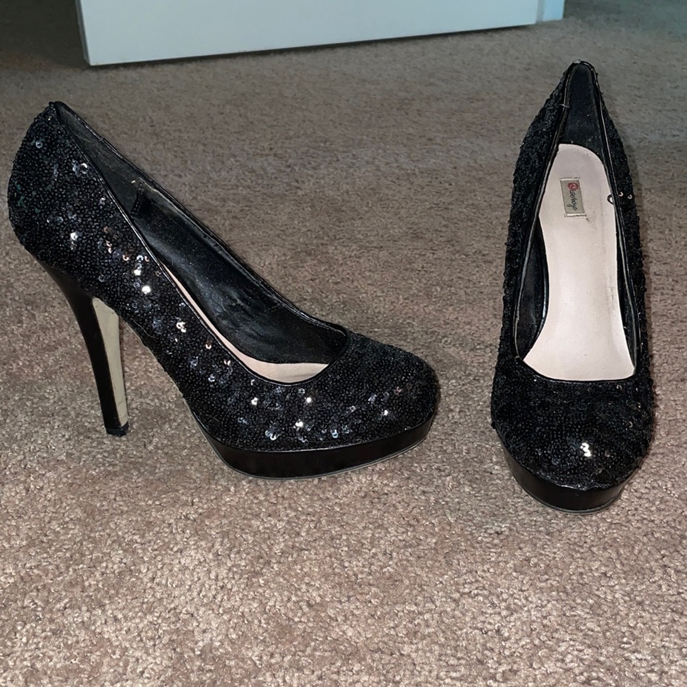Sequin black heels